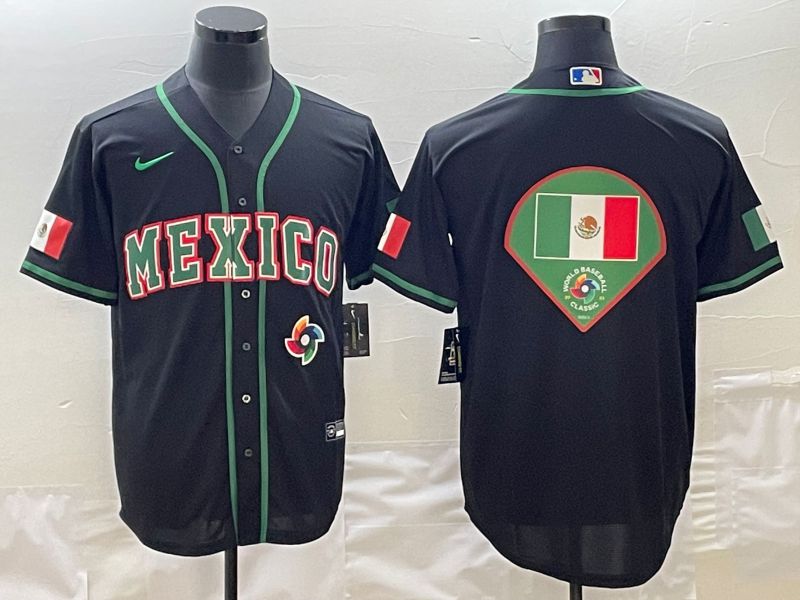 Men 2023 World Cub Mexico Blank Black green Nike MLB Jersey->more jerseys->MLB Jersey